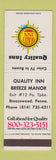 Matchbook Cover - Quality Inn Breeze Manor Breezewood PA