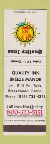 Matchbook Cover - Quality Inn Breeze Manor Breezewood PA