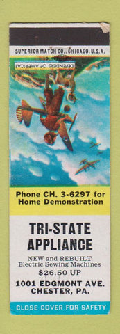 Matchbook Cover - Tri State Appliance Chester PA WEAR