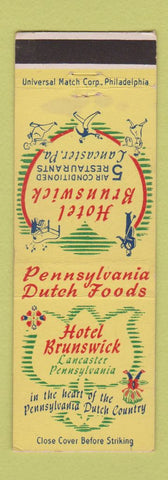 Matchbook Cover - Hotel Brunswick Lancaster PA