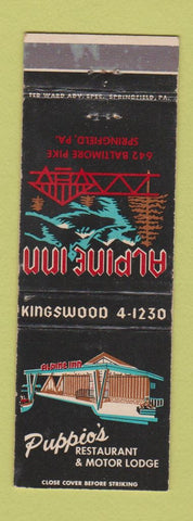 Matchbook Cover - Puppio's Restaurant Alpine Inn Springfield PA