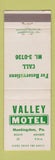 Matchbook Cover - Valley Motel Huntingdon PA