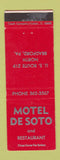Matchbook Cover - Motel De Soto Bradford PA