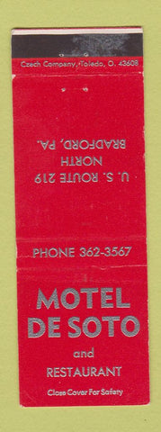 Matchbook Cover - Motel De Soto Bradford PA