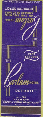Matchbook Cover - Barlum Hotel Detroit MI