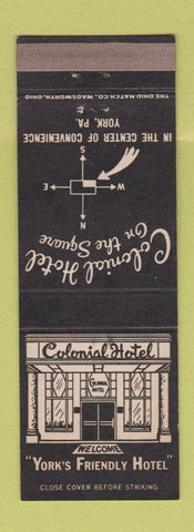 Matchbook Cover - Colonial Hotel York PA