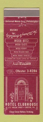 Matchbook Cover - Hotel Clubhouse Chester PA