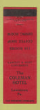 Matchbook Cover - Coleman Hotel Lewistown PA