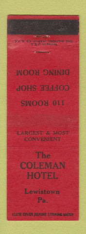 Matchbook Cover - Coleman Hotel Lewistown PA