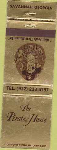 Matchbook Cover - Pirates' Home Savannah GA