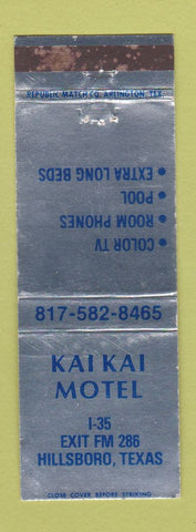 Matchbook Cover - Kai Kai Motel Hillsboro TX WEAR