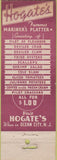 Matchbook Cover - Hogate's Sea Food Restaurant Washington DC