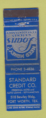 Matchbook Cover - Standard Credit Fort Worth TX