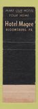 Matchbook Cover - Hotel Magee Bloomsburg PA