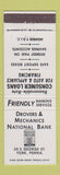 Matchbook Cover - Dovers and Mechanics National Bank York PA