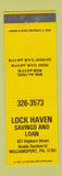 Matchbook Cover - Lock Haven Savings and Loan Williamsport PA