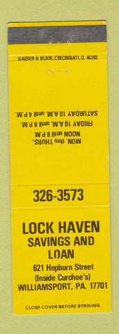 Matchbook Cover - Lock Haven Savings and Loan Williamsport PA