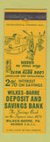 Matchbook Cover - Wilkes Barre Deposit Savings Bank PA