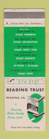 Matchbook Cover - Reading Trust Reading PA WEAR