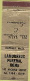 Matchbook Cover - Lamoureux Funeral Home Gardener MA