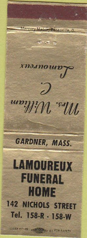 Matchbook Cover - Lamoureux Funeral Home Gardener MA