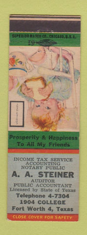 Matchbook Cover - AA Steiner Income Tax Fort Worth TX
