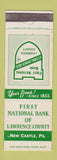 Matchbook Cover - First National Bank New Castle PA