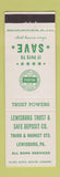 Matchbook Cover - Lewisburg Trust Safe Deposit Lewisburg PA