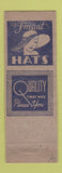 Matchbook Cover - Sara Hats Fort Worth TX