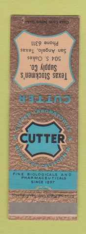 Matchbook Cover - Cutter Labs Texas Stockmen's Supply San Angelo