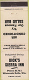 Matchbook Cover - Dick's Sierra Inn Wisconsin Dells WI