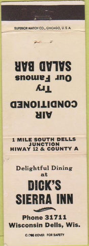 Matchbook Cover - Dick's Sierra Inn Wisconsin Dells WI