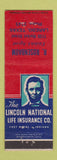 Matchbook Cover - Lincoln National Insurance Laredo TX low phone # WEAR