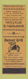Matchbook Cover - Denver Grill Simpson's oil gas Childress TX