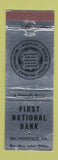 Matchbook Cover - First National Bank Brownsville PA WEAR