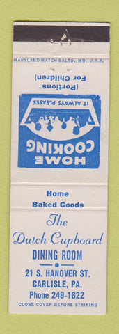 Matchbook Cover - The Dutch Cupboard Carlisle PA