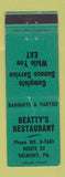Matchbook Cover - Beatty's Restaurant Sunoco oil gas Delmont PA
