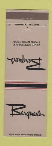 Matchbook Cover - Bergner's Department? Store Sterling Pekin Peoria IL
