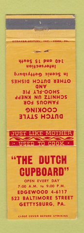 Matchbook Cover - The Dutch Cupboard Gettysburg PA
