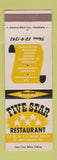 Matchbook Cover - Five Star Restaurant Gettysburg PA