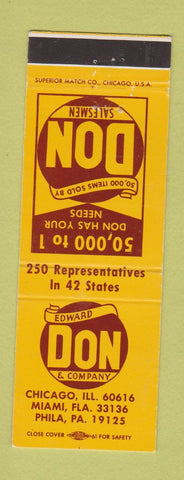 Matchbook Cover - Edward Don Chicago IL Miami FL Philadelphia PA