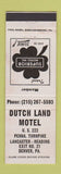 Matchbook Cover - Dutch Land Motel Denver PA