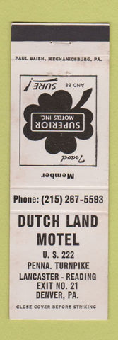 Matchbook Cover - Dutch Land Motel Denver PA