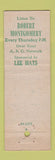 Matchbook Cover - Monnig's Fifth Avenue Hats Waco TX