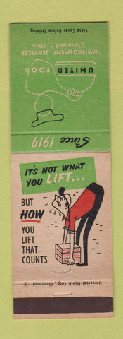 Matchbook Cover - United Foods Safety Cleveland OH lifting