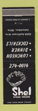 Matchbook Cover - Shel Steak House Columbus OH