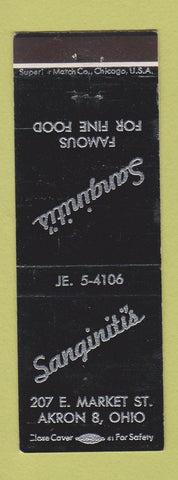 Matchbook Cover - Sanginiti's Restaurant Akron OH