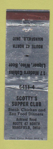 Matchbook Cover - Scotty's Supper Club Mansfield OH WEAR