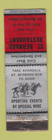 Matchbook Cover - St Bernard Restaurant St Bernard OH horse racing WORN
