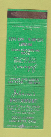 Matchbook Cover - Johnson's Restaurant Lancaster OH